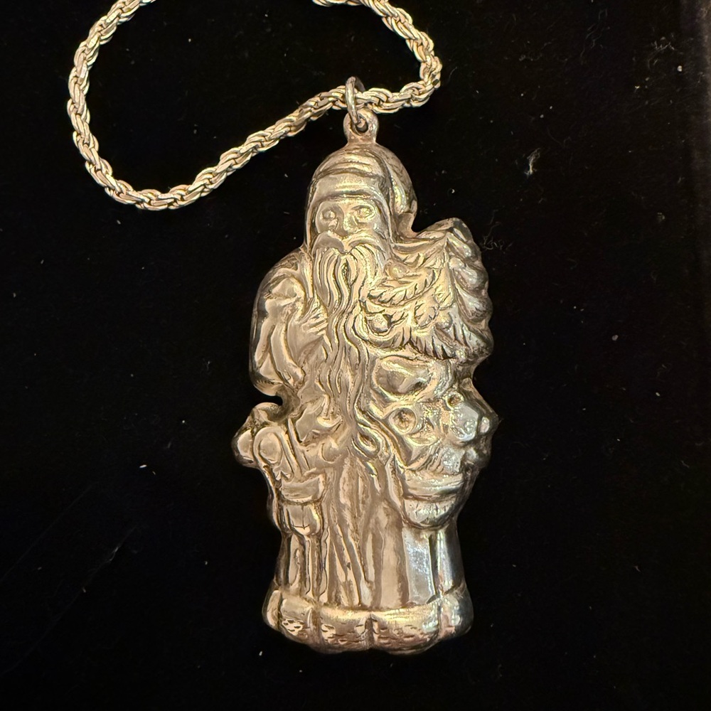 Festive Silver Santa Pendant Necklace